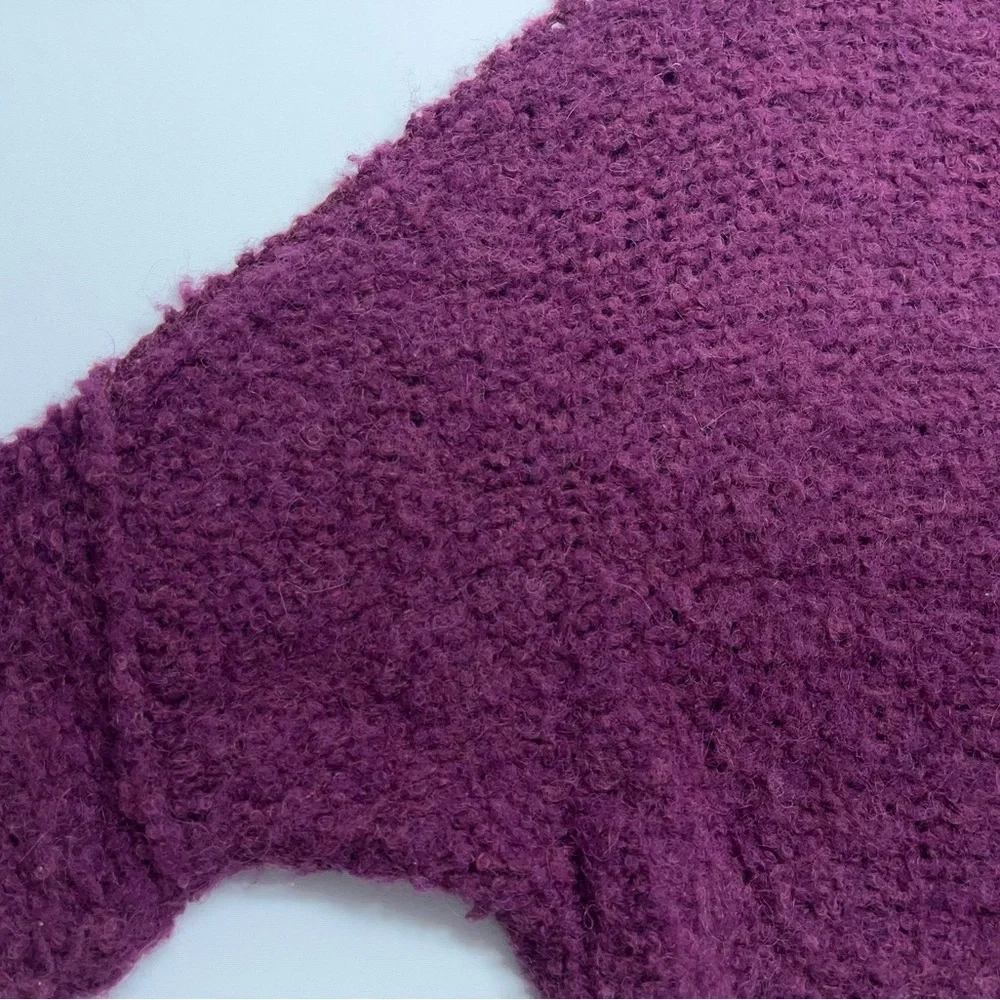 Free People Alpaca Chunky Knit Sweater Womens XS Oversized Mock Neck Lavender